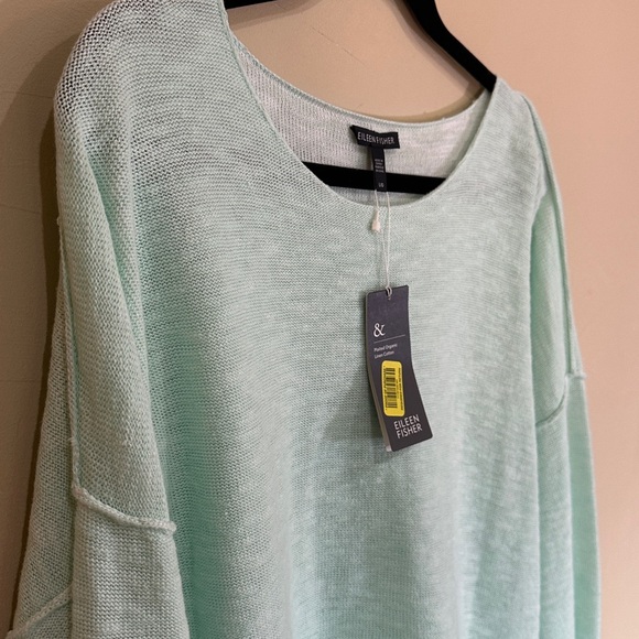 NWT Eileen Fisher organic linen/cotton round neck knit boxy top Sz L | $198 - Picture 9 of 13